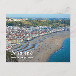 Postal Festiva Playa Nazaré Portugal Pueblo Costero Escénico