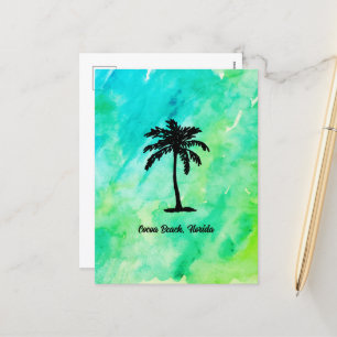 Postal Festiva Playa personalizado Beach Palm Tree