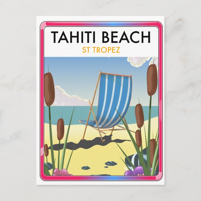 Postal Festiva playa Tahití st tropez (Anverso)