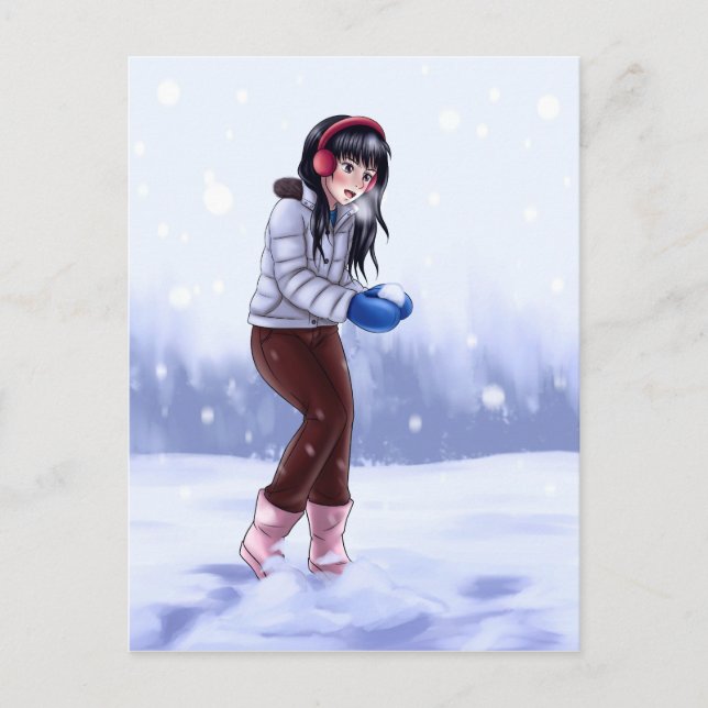 Postal Festiva Playing in the Snow (Anverso)