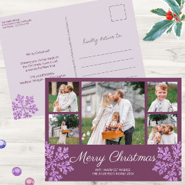 Postal Festiva Plum Bling de copo de nieve 5 Navidades de fotogra