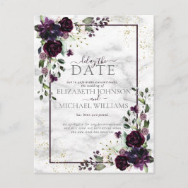 Postal Festiva Plum Purple Gold Watercolor Marble Retrasar La Fec