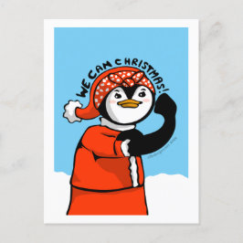 Postal Festiva Podemos Navidades Penguin