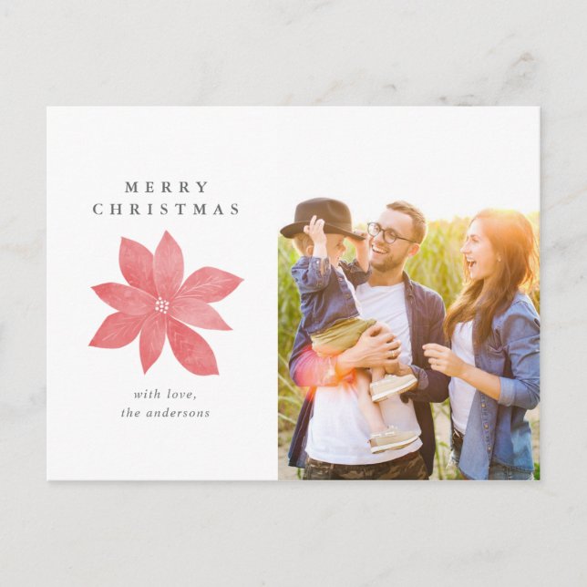 Postal Festiva Poinsettia Elegant Merry Christmas Photo (Anverso)