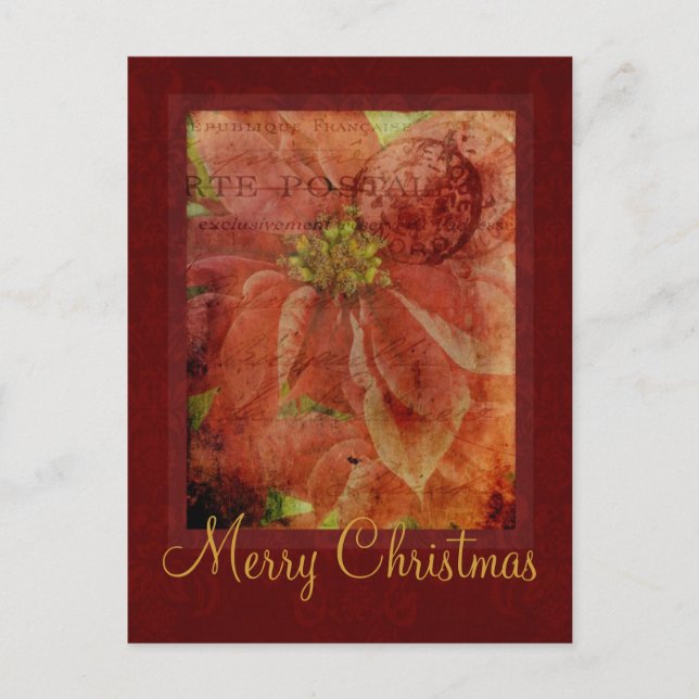 Postal Festiva Poinsettia navideña (Anverso)