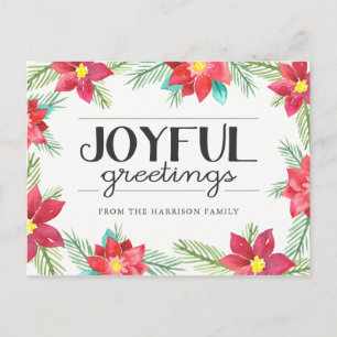 Postal Festiva Poinsettias acuarela
