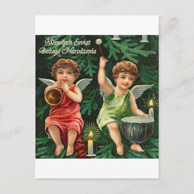 POSTAL FESTIVA POLACO MERRY CHRISTMAS WESOLYCH SWIAT (Anverso)