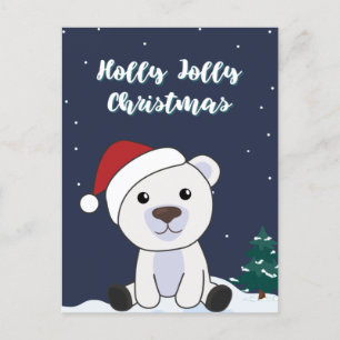 Postal Festiva Polar Bear Christmas Snow Winter Animals Polar Hol