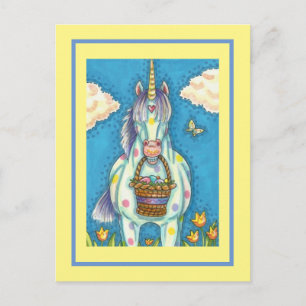 POSTAL FESTIVA POLKA DOT UNICORN Y FANTASÍA DE HUEVO FÁCIL