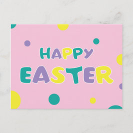 Postal Festiva Polka Dots Pastel Pink Happy Easter
