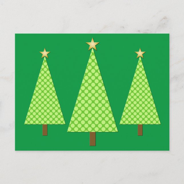 Postal Festiva Polka verde limón punka modernos árboles de Navida (Anverso)