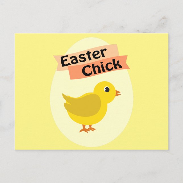 Postal Festiva Pollito de Pascua Amarillo (Anverso)