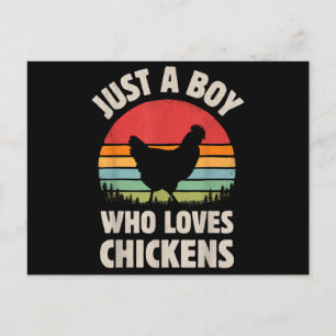 Postal Festiva Pollo Solo Un Niño Que Ama Animales De Granja Retr