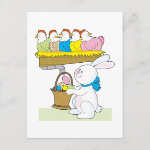 Postal Festiva Pollos arcoiris de Pascua