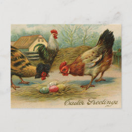 Postal Festiva Pollos de felicitación de Pascua Vintage