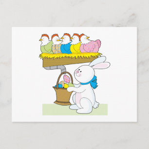 Postal Festiva Pollos de Pascua del arco iris