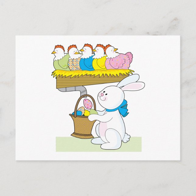 Postal Festiva Pollos de Pascua del arco iris (Anverso)