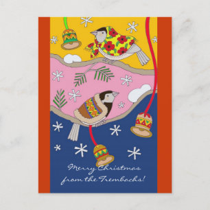 Postal Festiva Pollos navidades de Vera Trembach