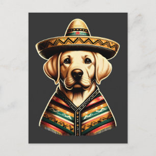 Postal Festiva Poncho Sombrero Labrador Retriever Cinco De Mayo