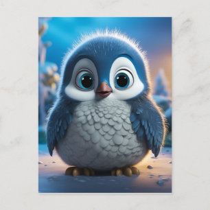 Postal Festiva Poncho - Un pingüino bebé suave