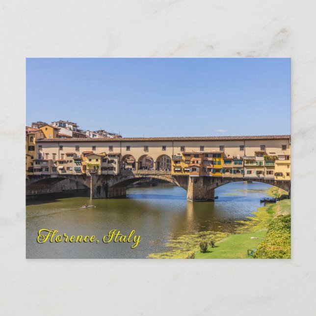 Postal Festiva Ponte Vecchio, Florencia, Italia (Anverso)