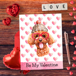 Postal Festiva Poodle Divertido Sé Mi Perro de San Valentín