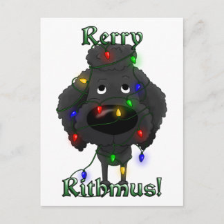 Postal Festiva Poodle - Luces Navidades