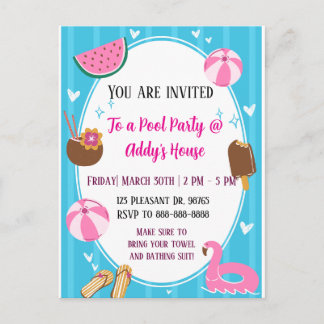 Postal Festiva Pool Party Fun! Birthday Pool Party!