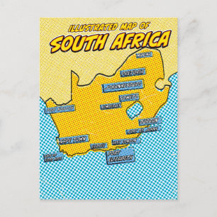 Postal Festiva Pop Art Ilustrado Sudáfrica