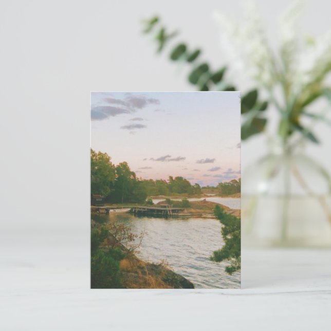 Postal Festiva Por la noche en el archipiélago sueco (Anverso de pie)