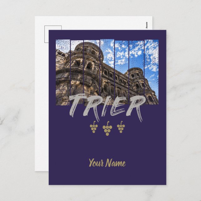 Postal Festiva Porta Nigra en el recuerdo del Mosela de Trier (Anverso / Reverso)