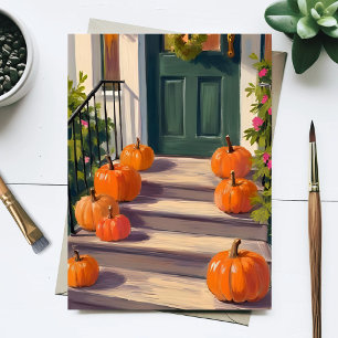 Postal Festiva Pórtico de calabaza de otoño   Pintura de Acción d