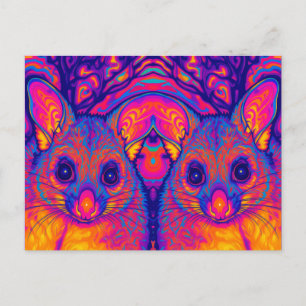 Postal Festiva possums australiano de cola peluda psicodélico