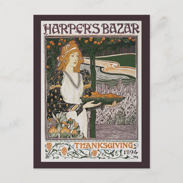 Postal Festiva Postal: Art Nouveau - L.Rhead - Acción de Gracias (Anverso)
