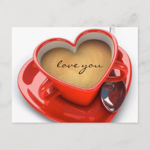 Postal Festiva postal, el día de San Valentín, café, amor
