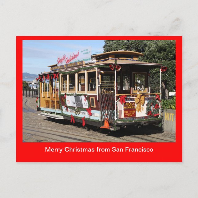 Postal Festiva Postal, teleférico del navidad, San Francisco (Anverso)