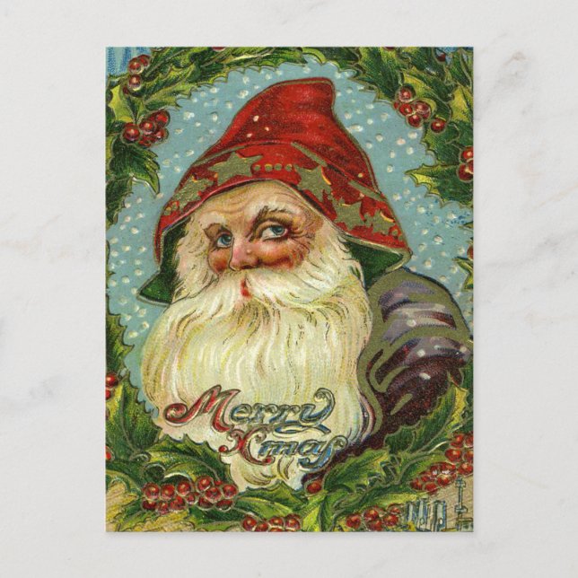Postal Festiva Postcard alemán de Santa Claus (Anverso)