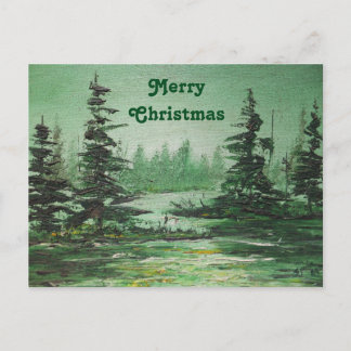 Postal Festiva Postcard Ann Hayes pintando bosque verde