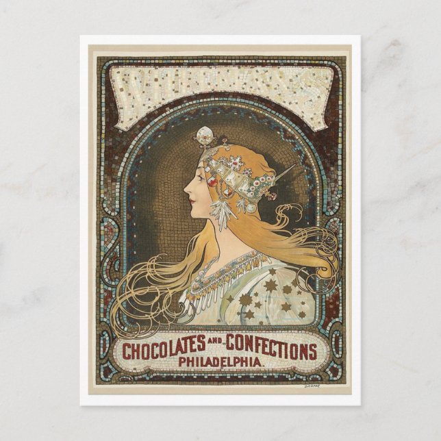 Postal Festiva Postcard - Art Nouveau Chocolates + Confections (Anverso)
