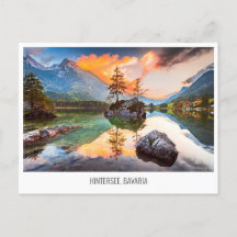 Postcard con lago Hintersee, Baviera, Alemania