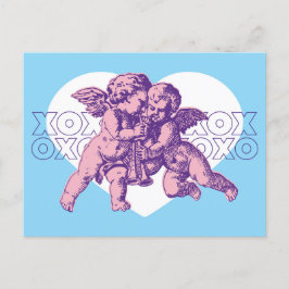 Postal Festiva Postcard Cupid Valentine, Blue Purple