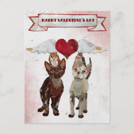Postal Festiva Postcard DE CATS & FEATHERS VALENTINE