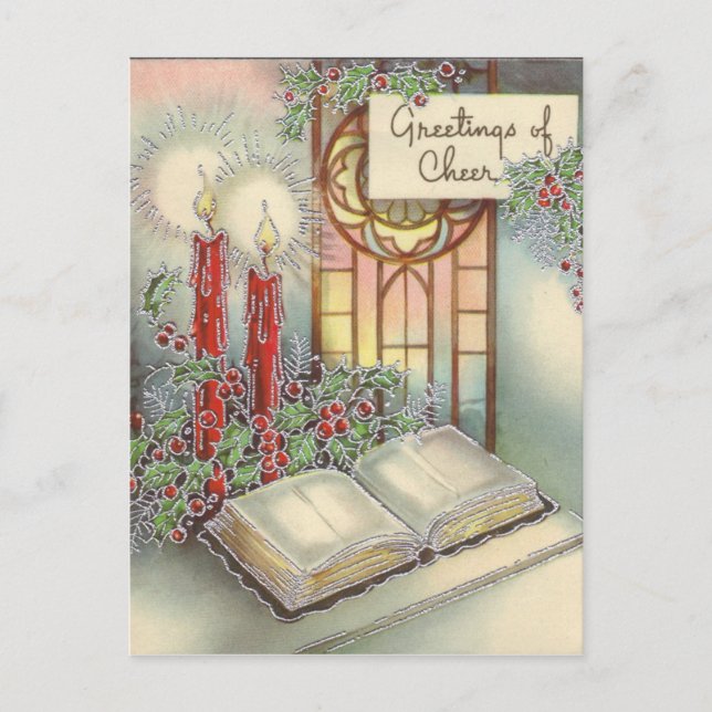 Postal Festiva PostCard de diseño navideño vintage (Anverso)