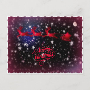 Postal Festiva Postcard de Santa sleigh entre estrellas