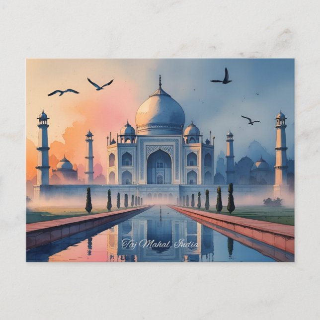 Postal Festiva Postcard de Taj Mahal (Anverso)