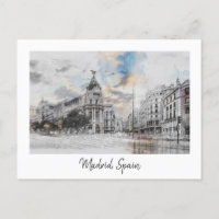 Postcard de Watercolor Madrid - Skyline de Madrid 