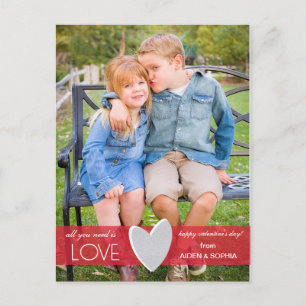 Postal Festiva Postcard El día de San Valentín de amor purpurina