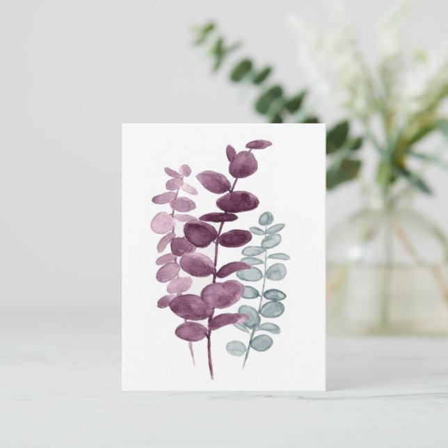 Postal Festiva Postcard - Eucalyptus Watercolores Indigo/Verde (Anverso de pie)
