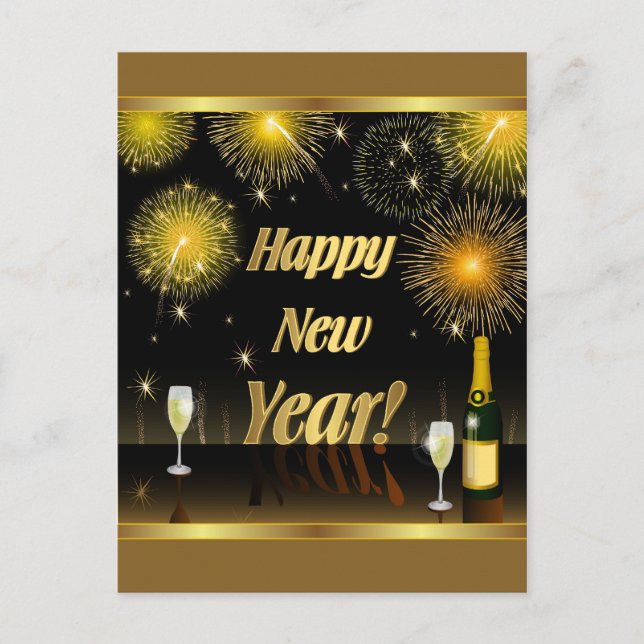 Postal Festiva Postcard Feliz Año Nuevo (Anverso)