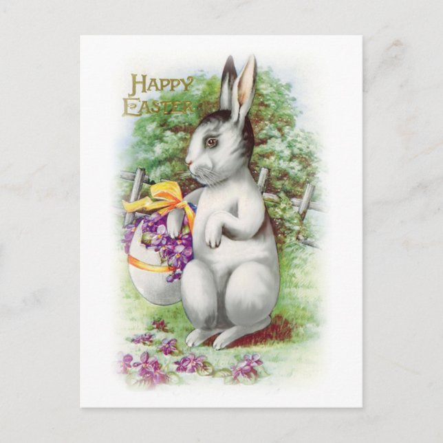 Postal Festiva Postcard Floral Easter Bunny (Anverso)